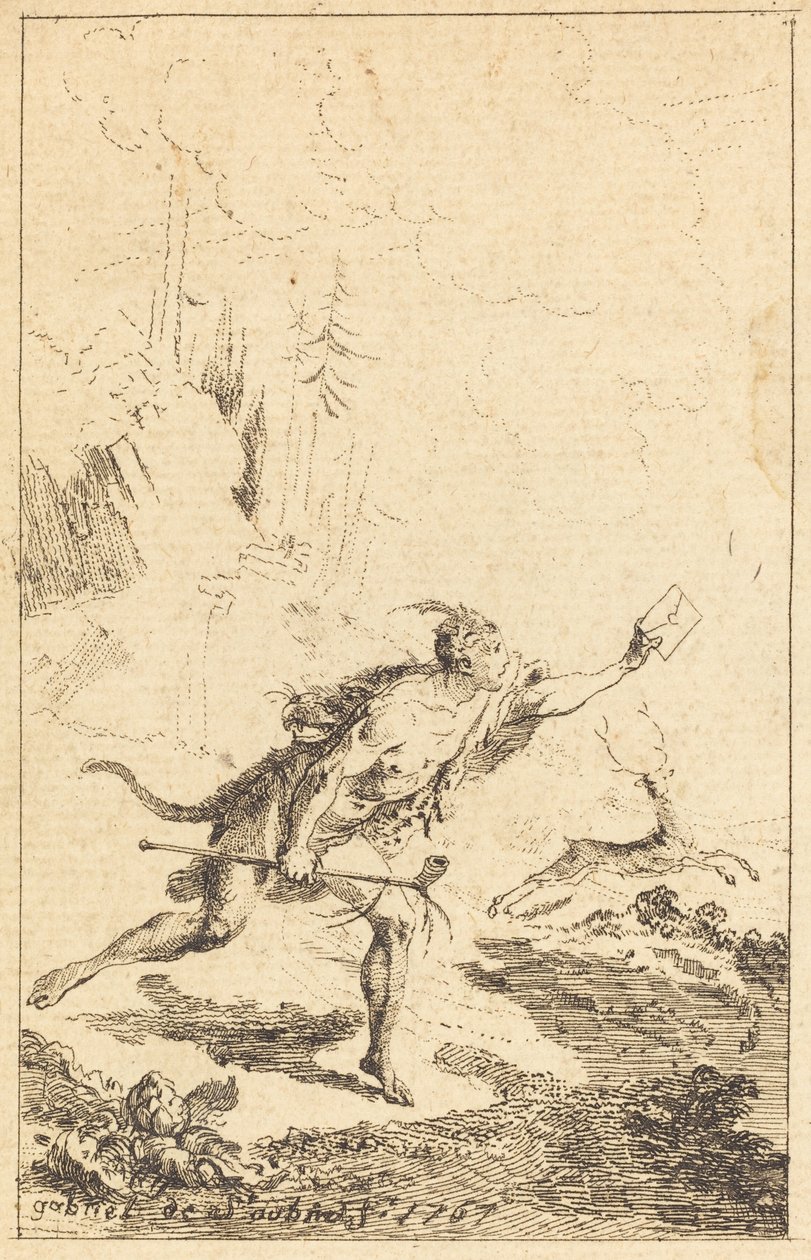 Enviado a M. de Saint-Denis por M. de Belle-Isle, prisionero [izquierda] de Gabriel Jacques de Saint Aubin