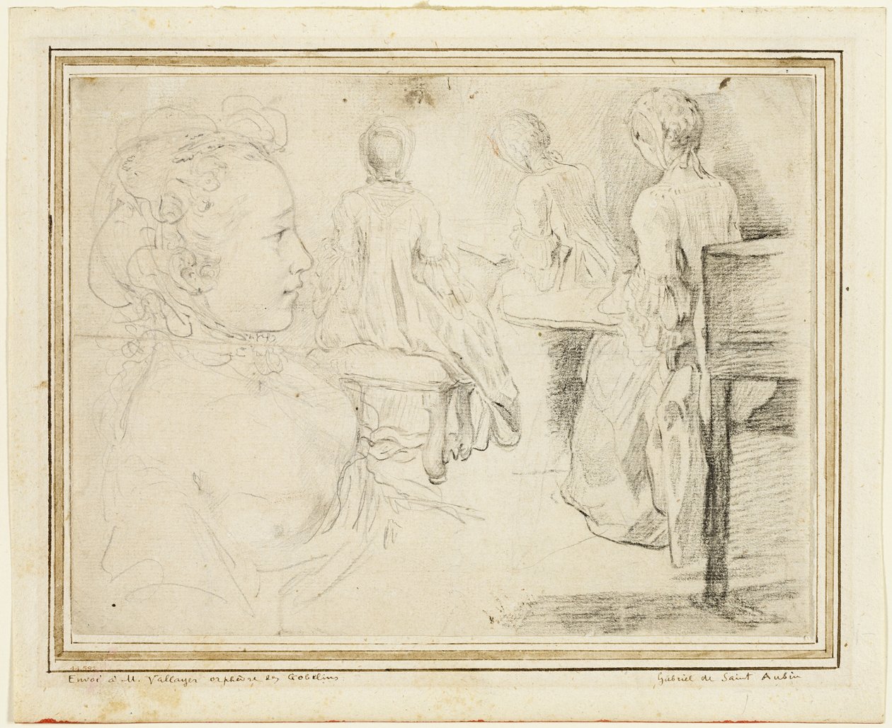 Cuatro visiones de una mujer joven de Gabriel Jacques de Saint Aubin