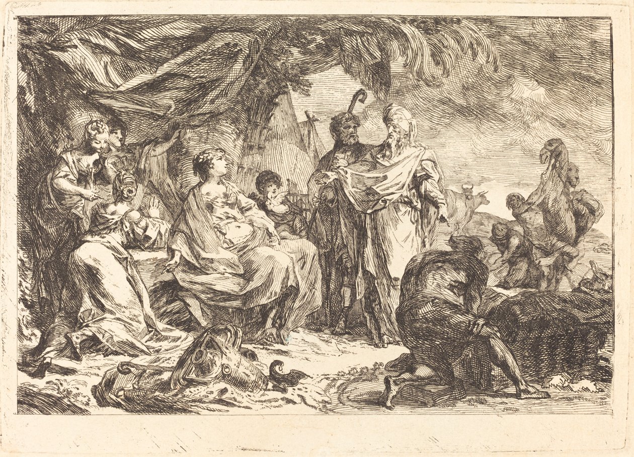 Labán buscando sus dioses de Gabriel Jacques de Saint Aubin