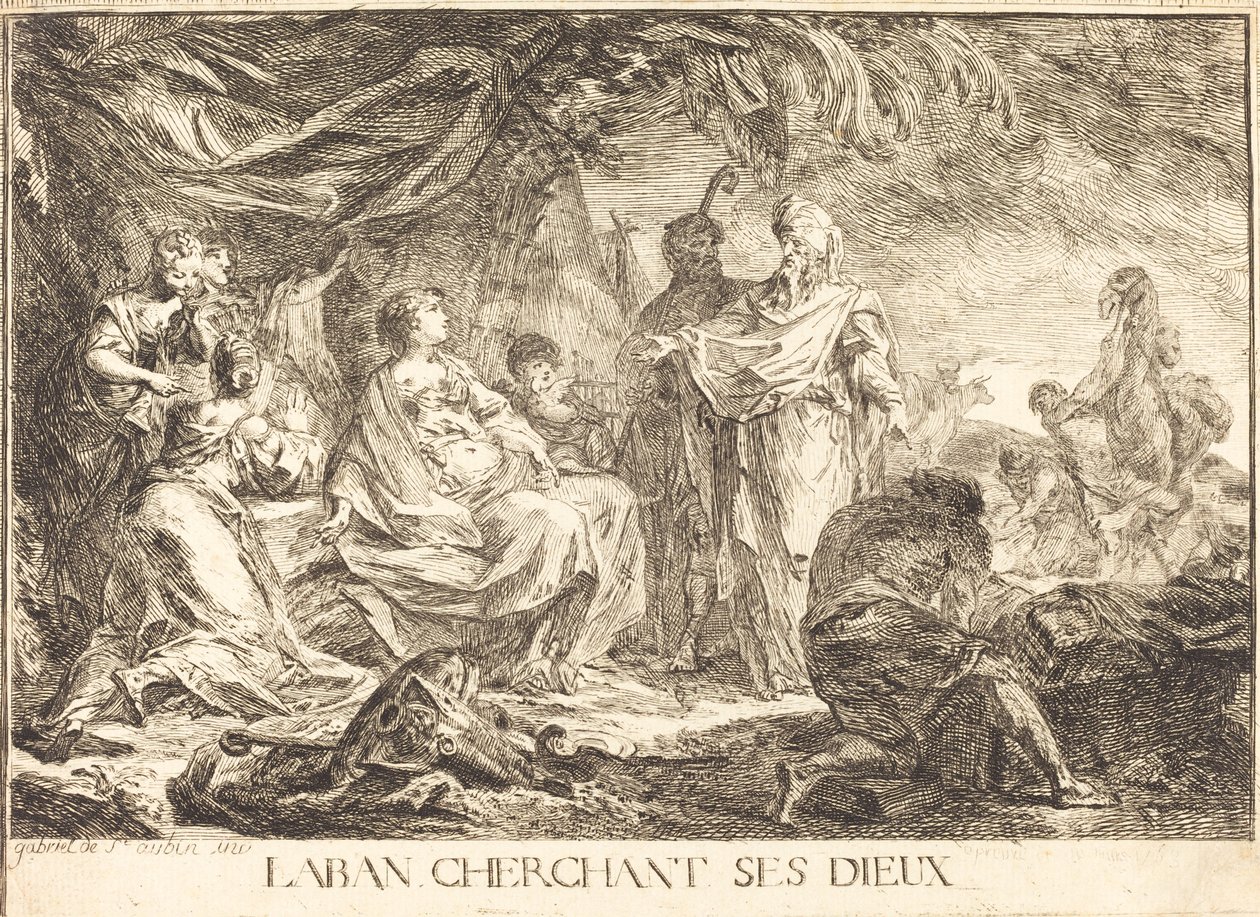 Labán buscando sus dioses de Gabriel Jacques de Saint Aubin