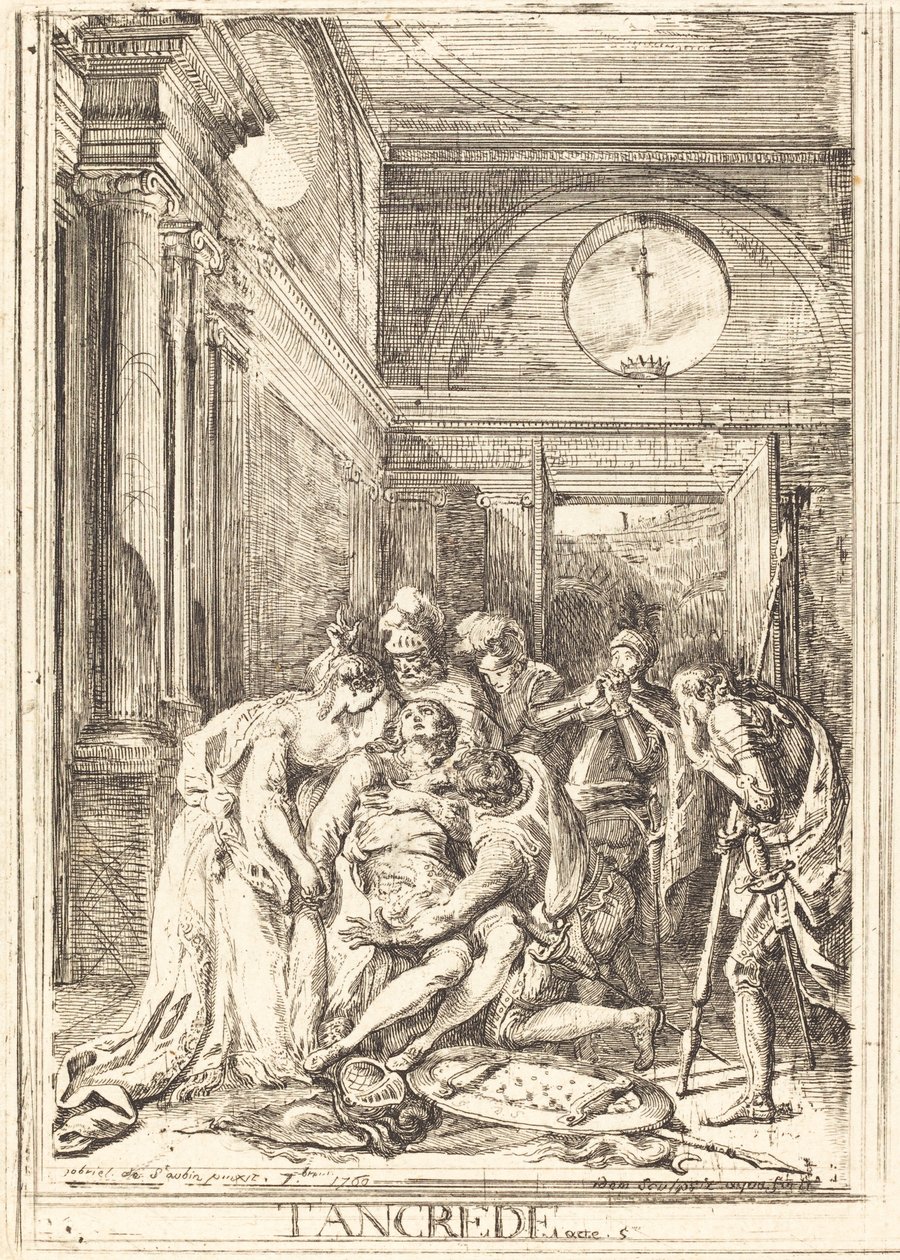 La Muerte de Tancredo [izquierda] de Gabriel Jacques de Saint Aubin