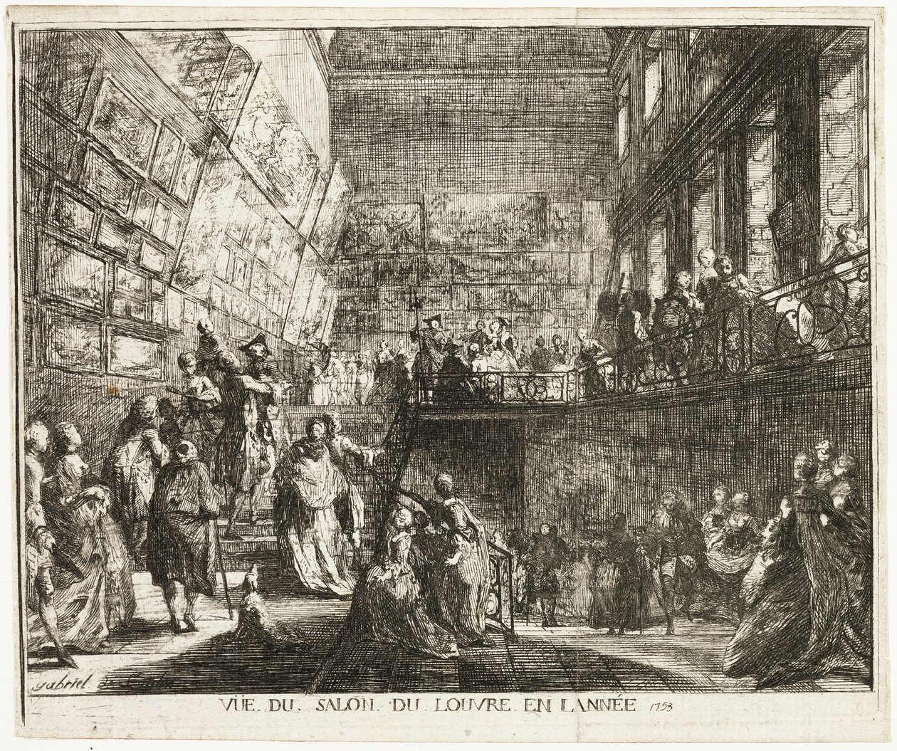 Vista del Salón en el Louvre en el año 1753 de Gabriel Jacques de Saint Aubin