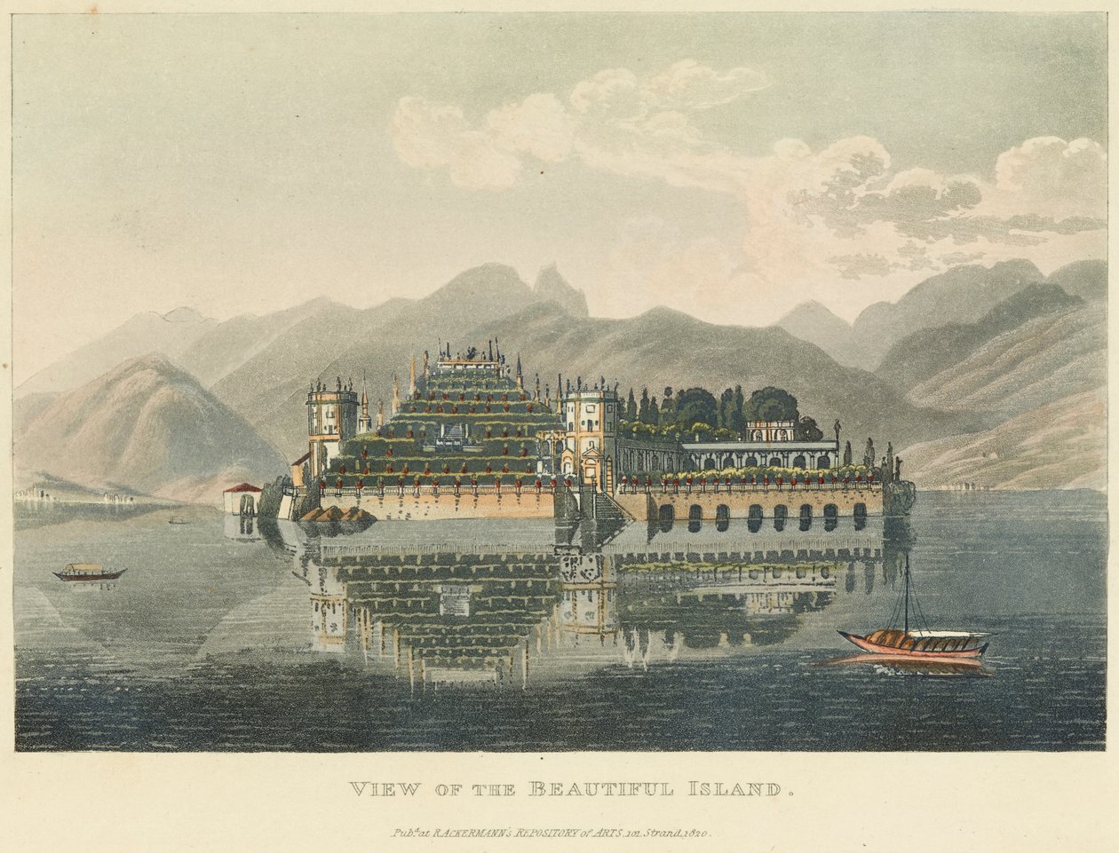 Vista de la Isla Bella (Isola Bella, Lago Maggiore), antes de 1820 de Gabriel L. and Lory Mathias G.  Lory