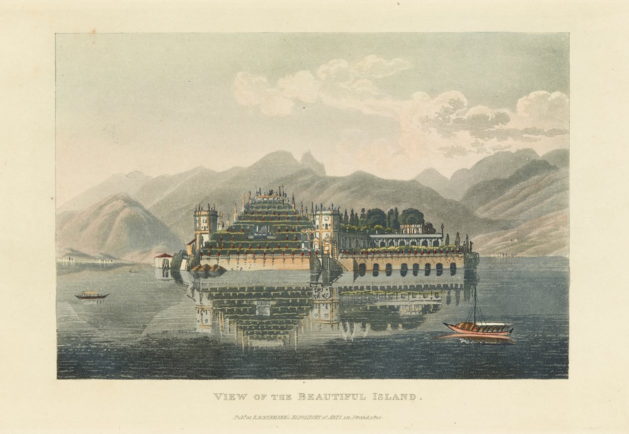 Vista de la hermosa isla Isola Bella, Lago Maggiore de Gabriel Ludwig Lory