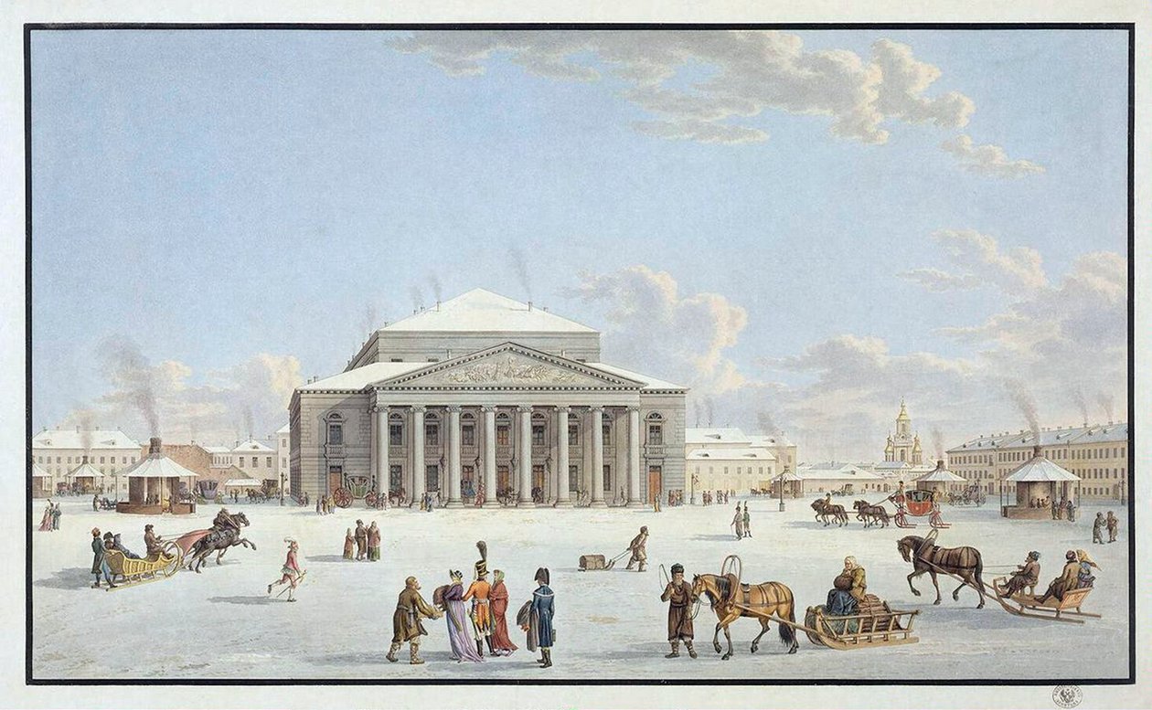 Vista del Teatro Bolshoi en San Petersburgo, principios del siglo XIX de Gabriel Ludwig Lory the Elder