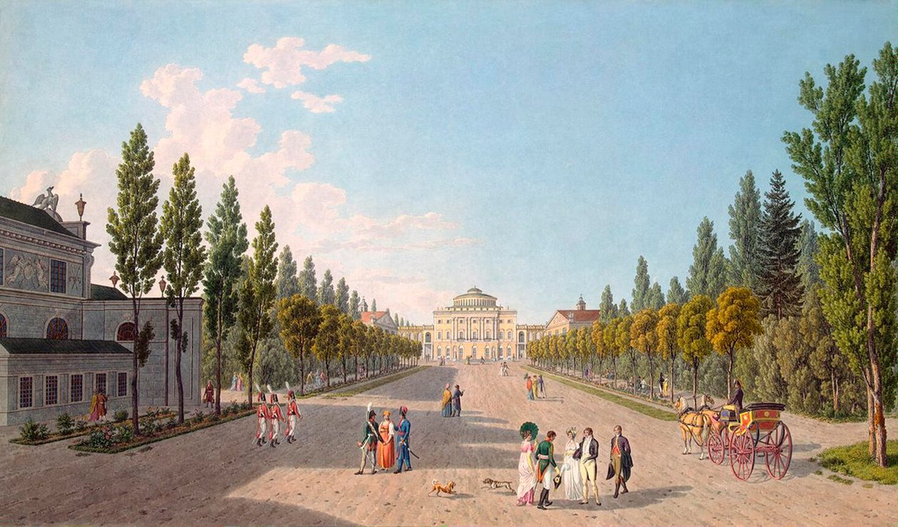 Vista del Palacio Pavlovsk desde el Parque, 1808 de Gabriel Ludwig Lory the Elder