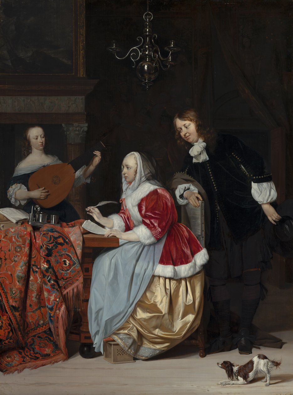 Una joven componiendo una pieza musical de Gabriel Metsu