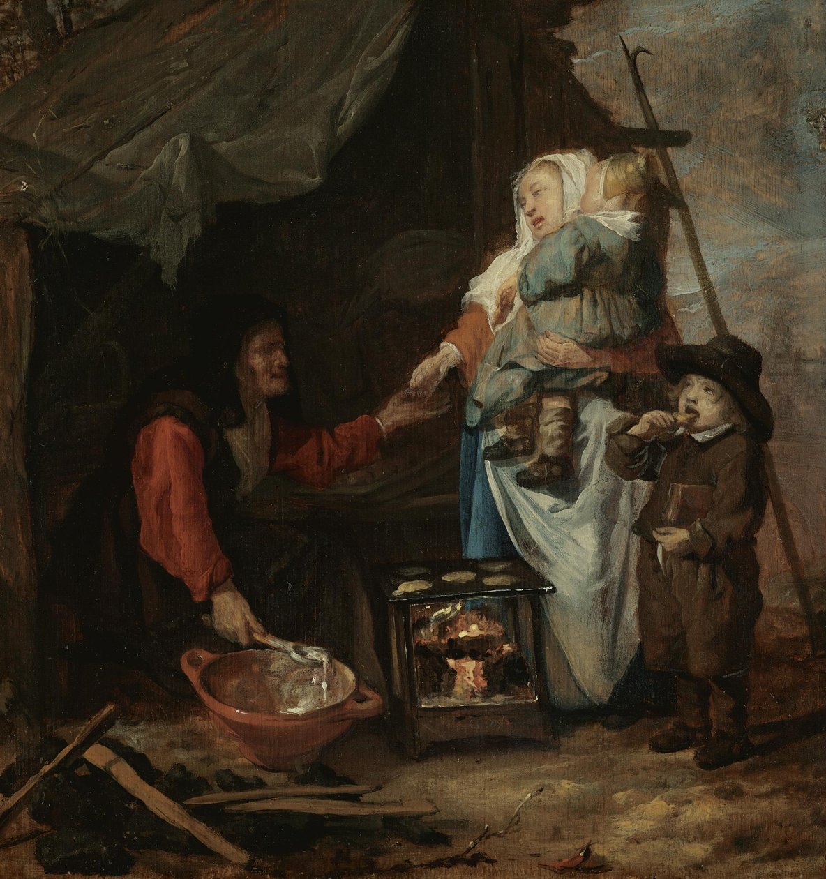 Una anciana vendiendo tortitas de Gabriel Metsu
