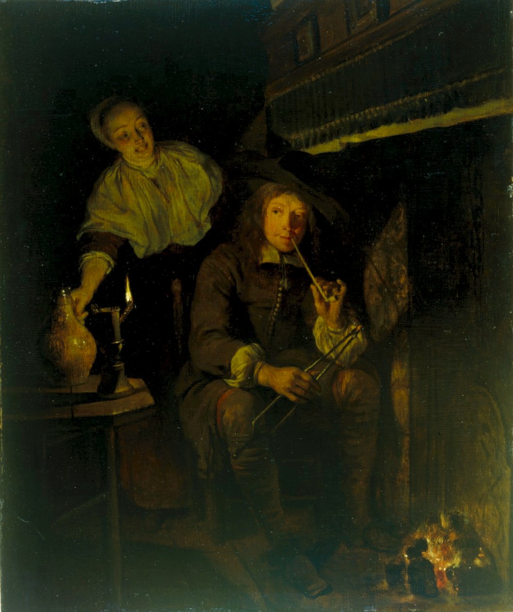 Alemán: Der Raucher am Kamin The Smoker at the Fireside de Gabriel Metsu