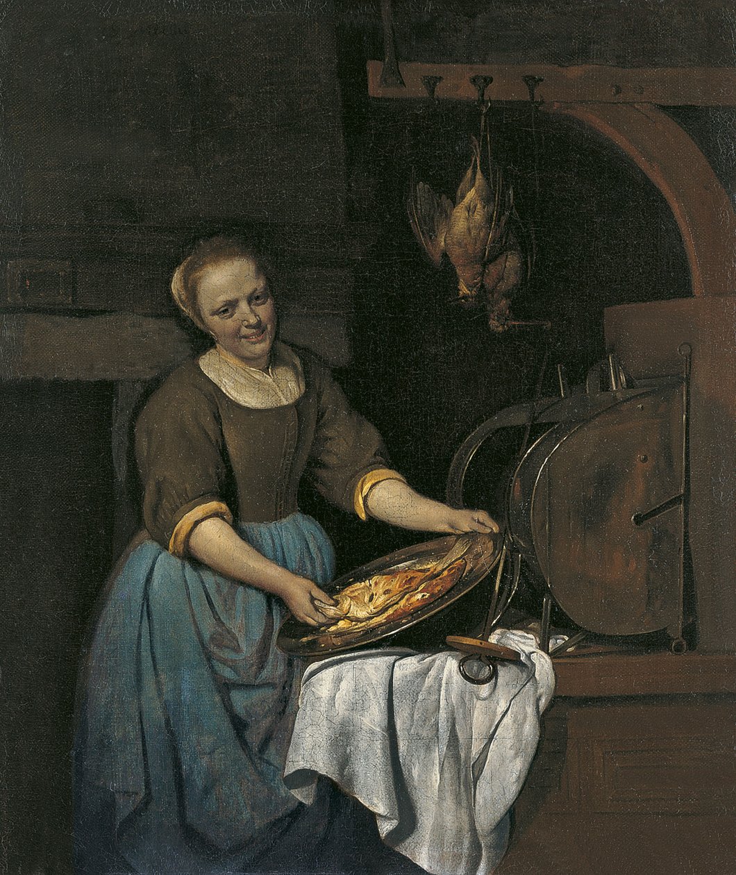 Camarera de cocina preparando pescado de Gabriel Metsu