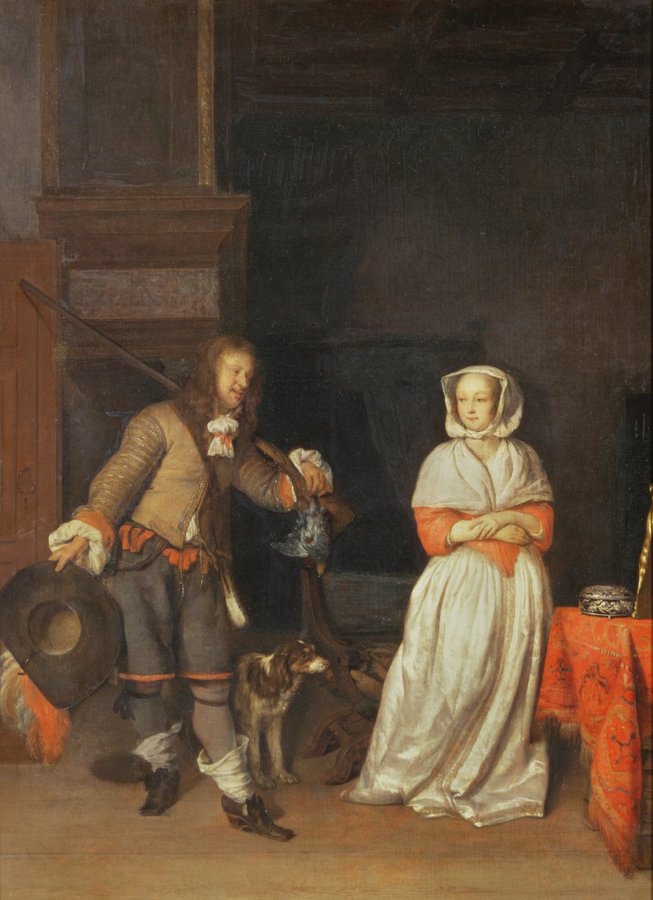 El Cazador y la Dama, 1660-65 de Gabriel Metsu