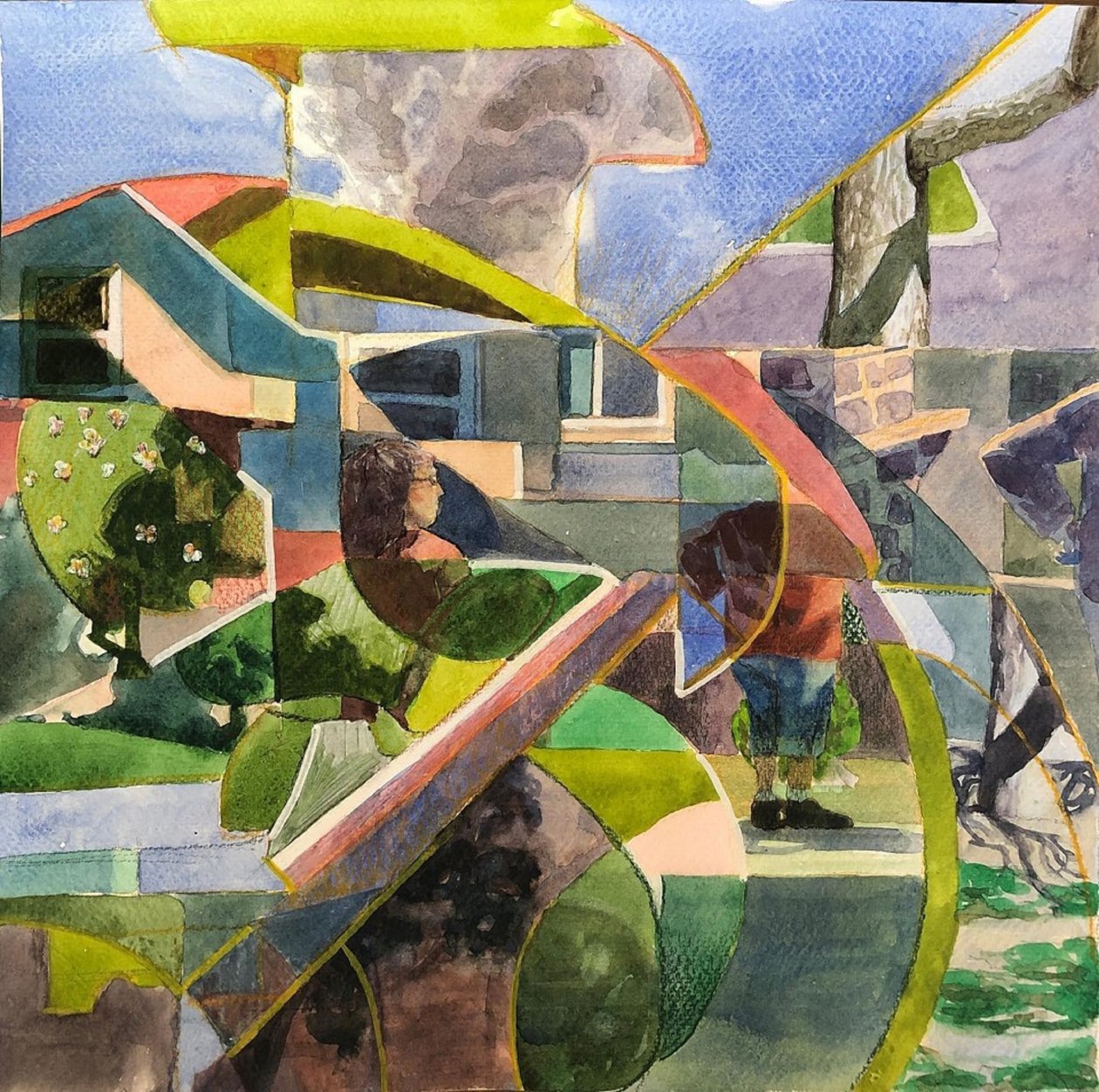 Vecindario abstracto, 2021 (acuarela sobre papel) de Gabriel Palma