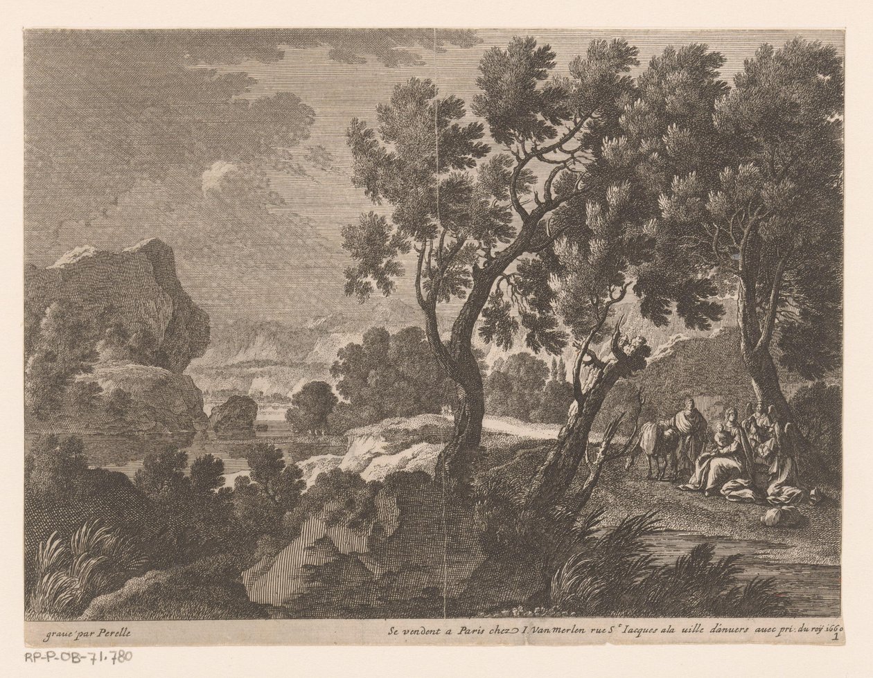 Paisaje con paz en la huida a Egipto Paisajes con escenas de la vida de Cristo (título sobre objeto) de Gabriel Perelle
