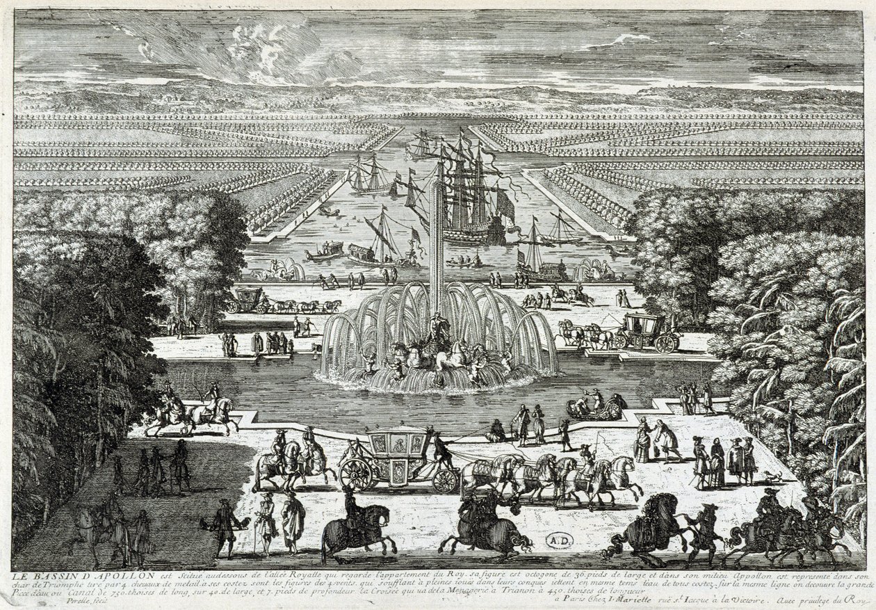 El estanque de Apolo en los jardines del castillo de Versalles - por Perelle, finales del siglo XVII de Gabriel Perelle