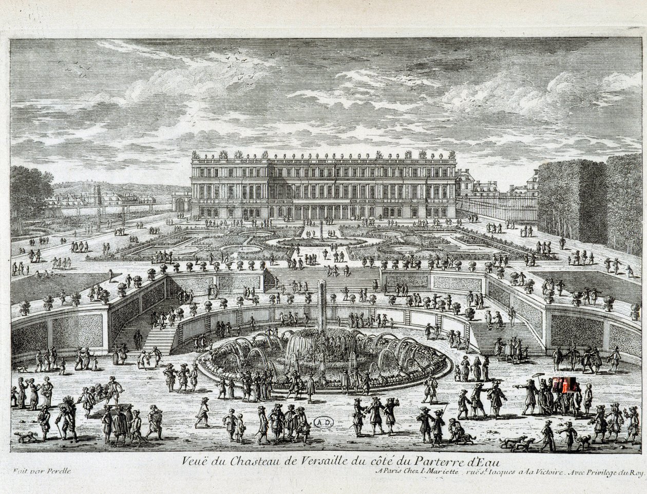 Vista del Chateau de Versailles desde el lado del estanque - por Perelle, finales del siglo XVII de Gabriel Perelle