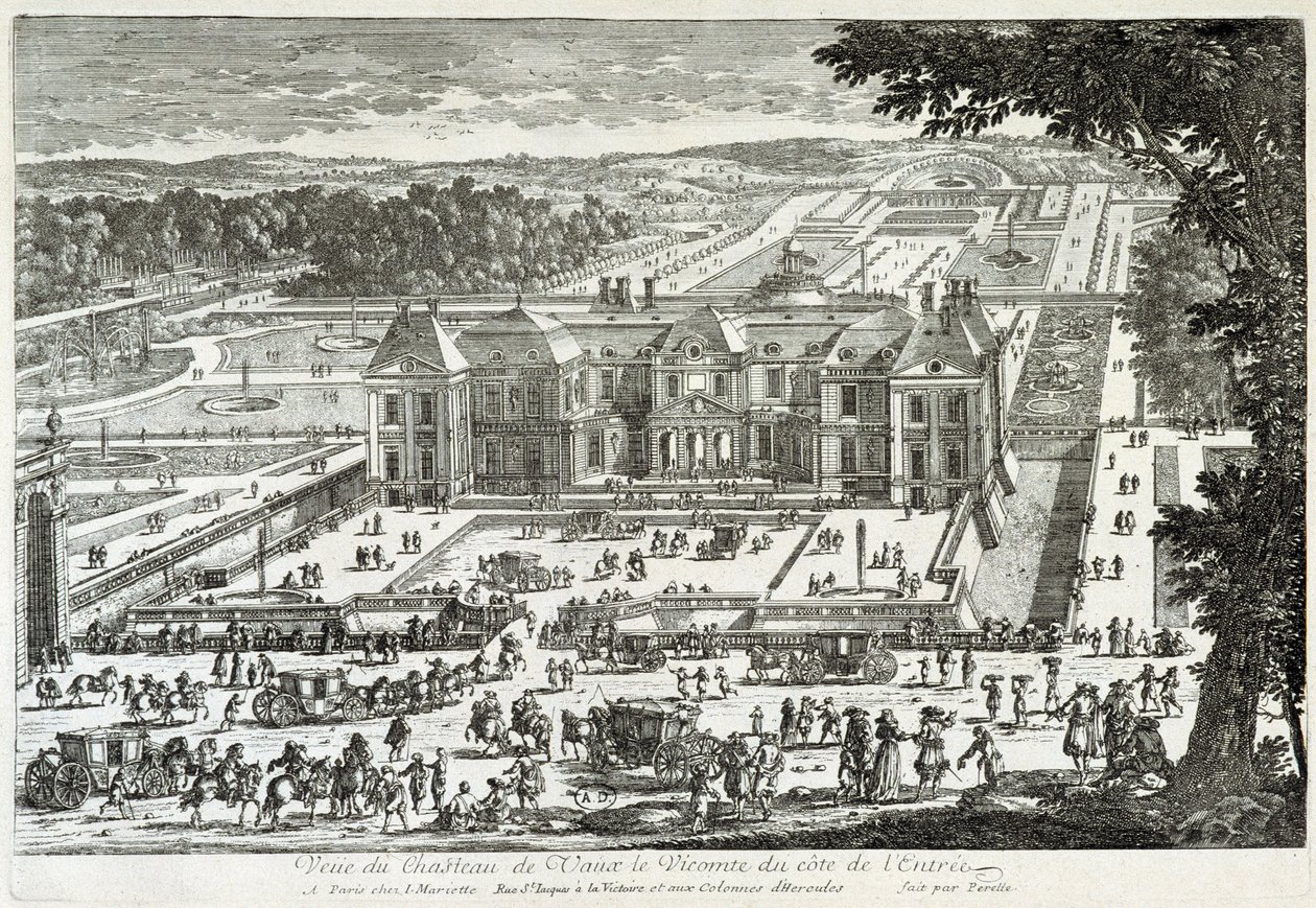 Vista del castillo de Vaux Le Visomte desde el lado de la entrada (jardines de Le Nôtre) - por Perelle, finales del siglo XVII de Gabriel Perelle