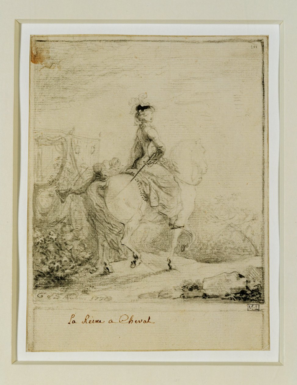María Antonieta a caballo ... de Gabriel de Saint-Aubin