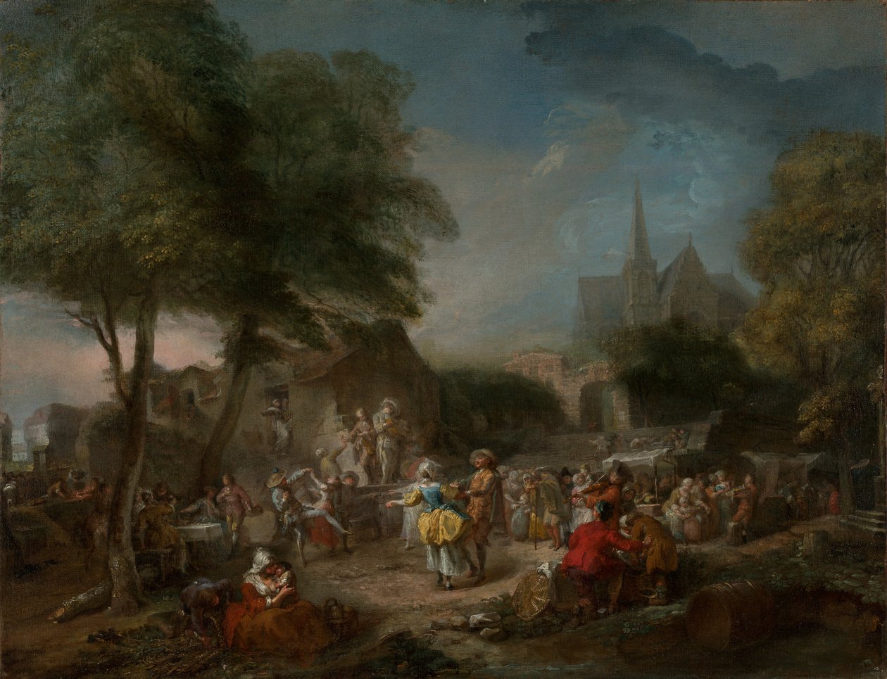 La danza campestre, c.1760-1762 (óleo sobre lienzo) de Gabriel de Saint-Aubin