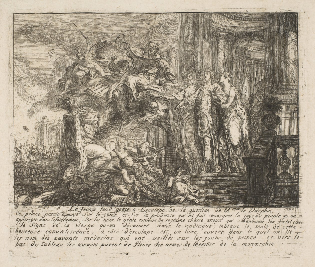 Alegoría sobre la convalecencia del Delfín, 1752 de Gabriel de Saint Aubin