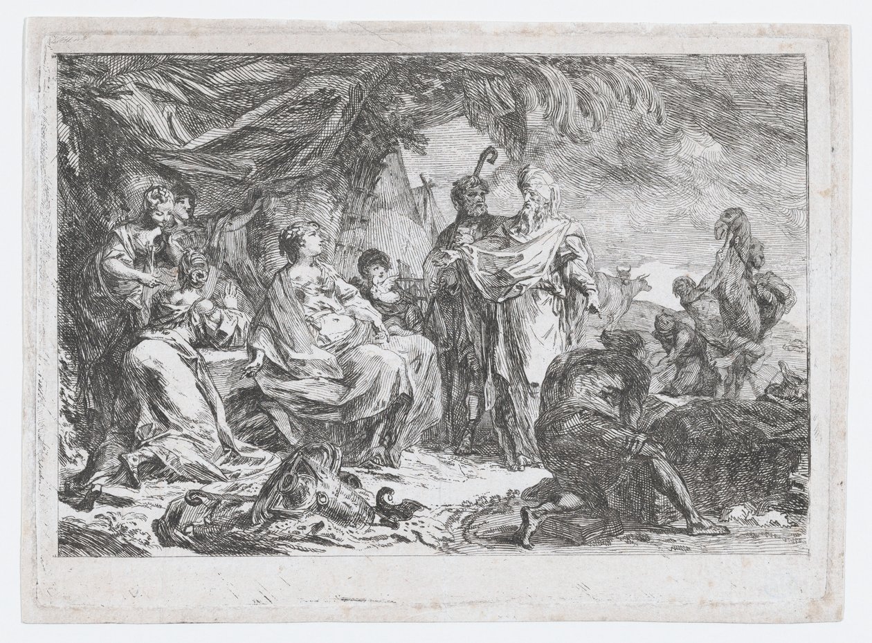 Labán buscando sus dioses domésticos, ca. 1753 de Gabriel de Saint Aubin