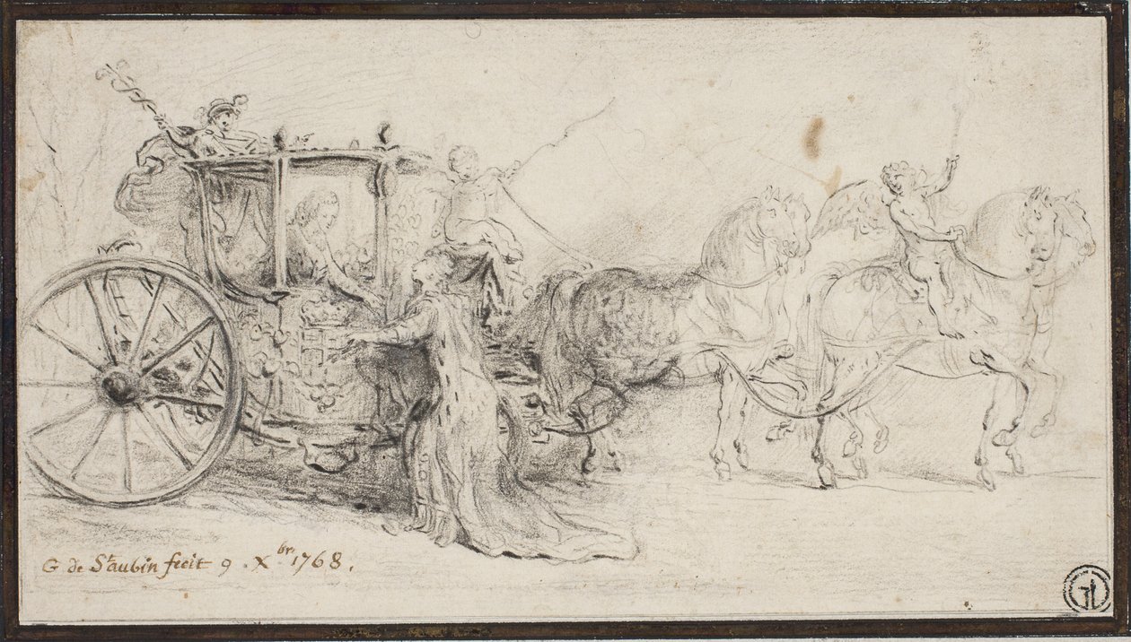 París da la bienvenida a Christian VII de Gabriel de Saint Aubin