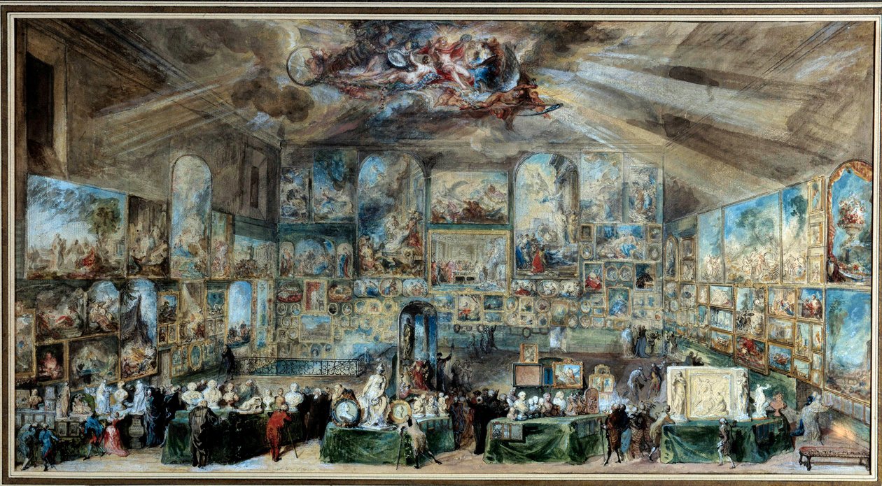 El gabinete del aficionado. Salón de anticuario o gabinete de curiosidades. 1767 de Gabriel de Saint Aubin