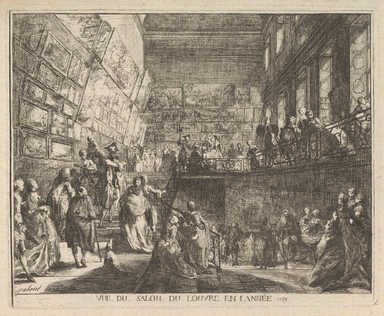 Vista del Salón del Louvre en el año 1753 de Gabriel de Saint Aubin