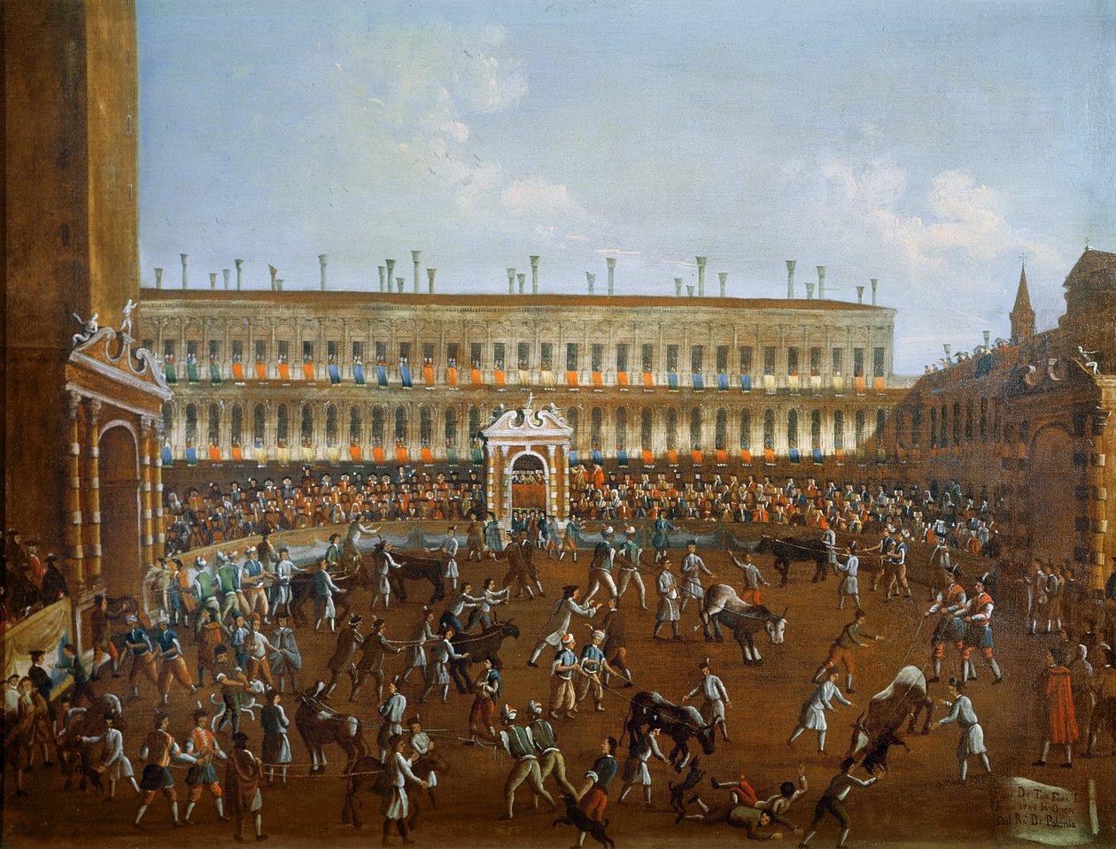 Corrida de toros en honor del Príncipe de Polonia, Federico Cristiano, 1740 de Gabriele Bella