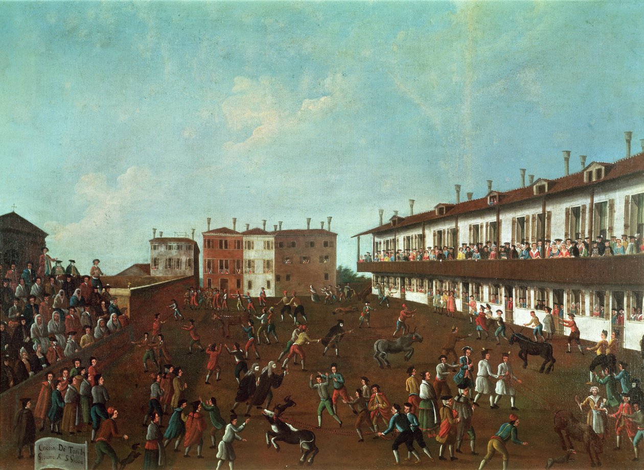La carrera de toros en San Giobbe, Venecia de Gabriele Bella