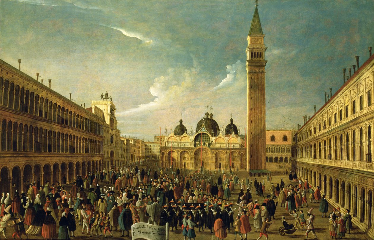 El último día del carnaval, Plaza de San Marcos, Venecia de Gabriele Bella