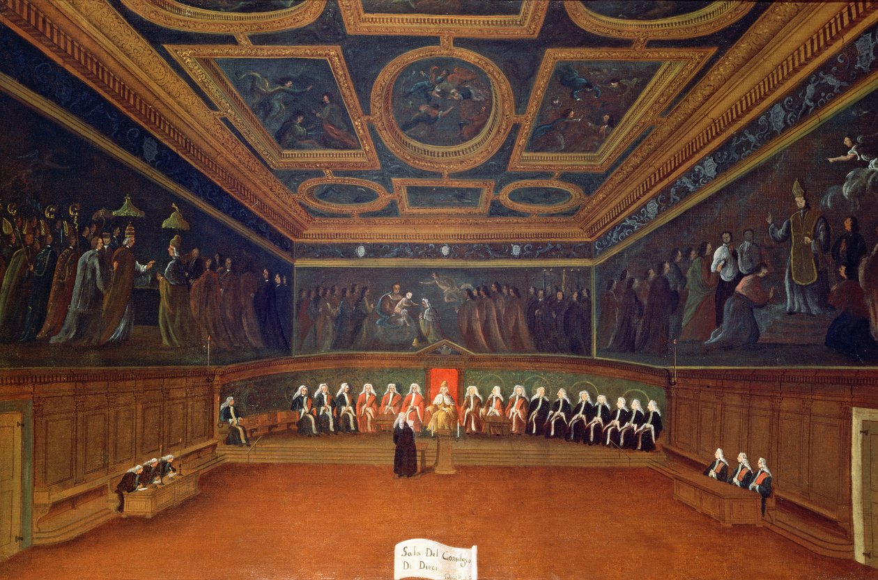 La Sala del Consejo de los Diez, Palacio Ducal, Venecia de Gabriele Bella