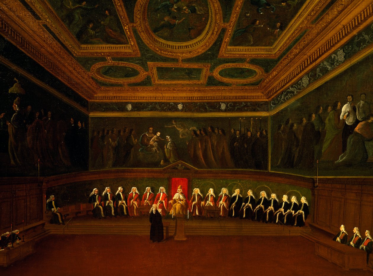 Sala del Consejo de los Diez en Venecia, por Gabriel Bella, óleo sobre lienzo, Italia de Gabriele Bella