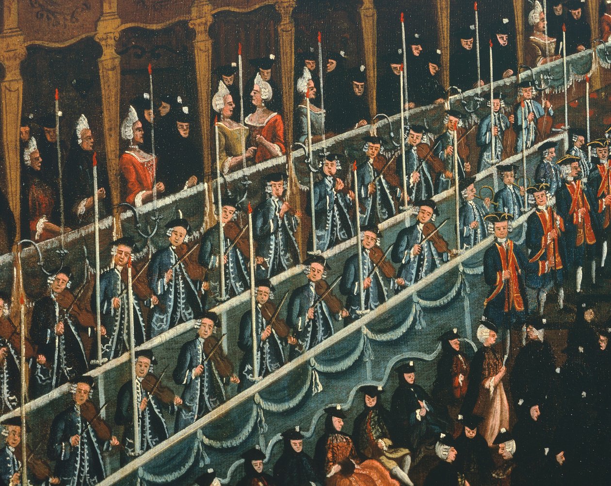 Almuerzo en el Teatro San Beneto ofrecido por el Dux en honor de los príncipes del norte (detalle) de Gabriele Bella