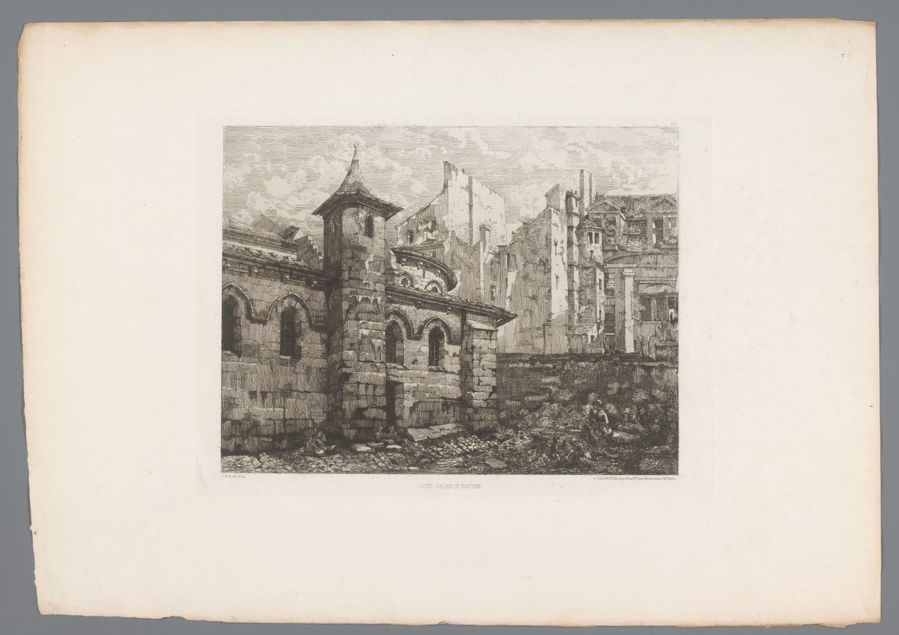 Vista de Saint-Julien-le-Pauvre
Saint Julien le Pauvre (título en el objeto)
Grabados franceses de 1874 (título de la serie)
L