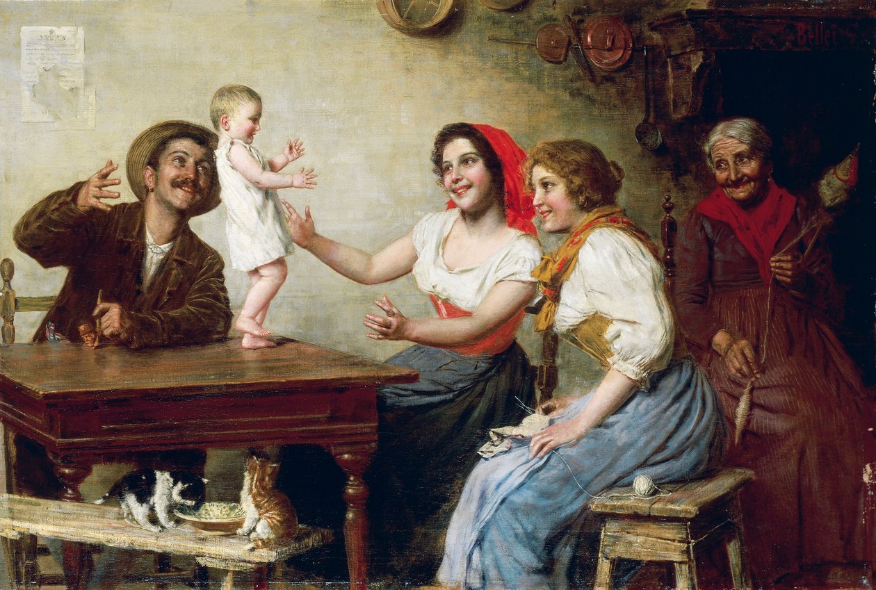 Primeros pasos, por Gaetano Bellei (1857-1922) de Gaetano Bellei