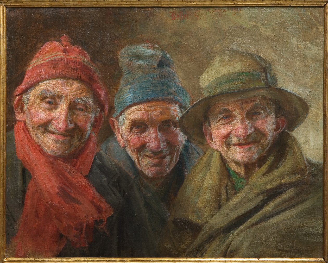 Tres amigos 1917 (óleo sobre lienzo) de Gaetano Bellei