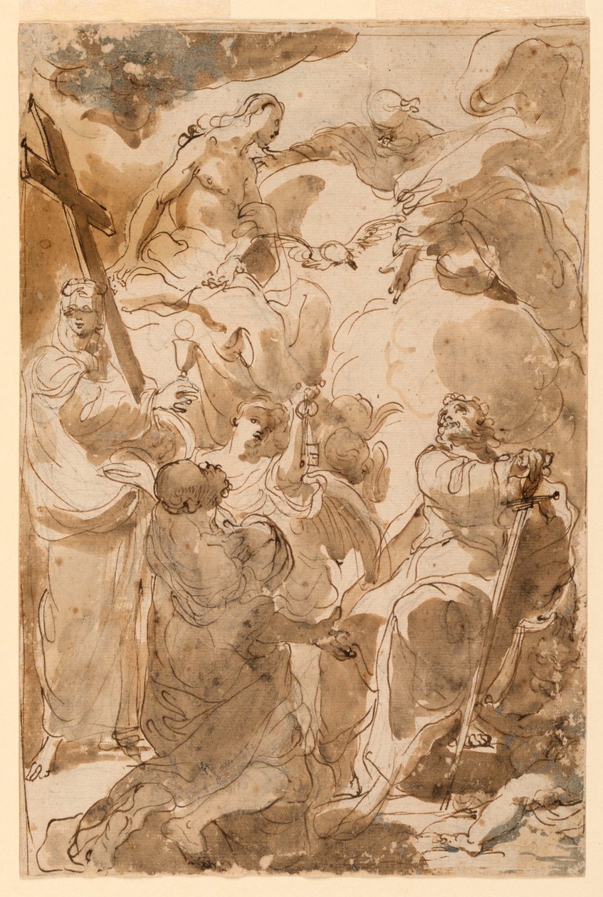 Dibujo, La Trinidad y los Apóstoles, San Pedro y San Pablo, 1770-80 de Gaetano Gandolfi