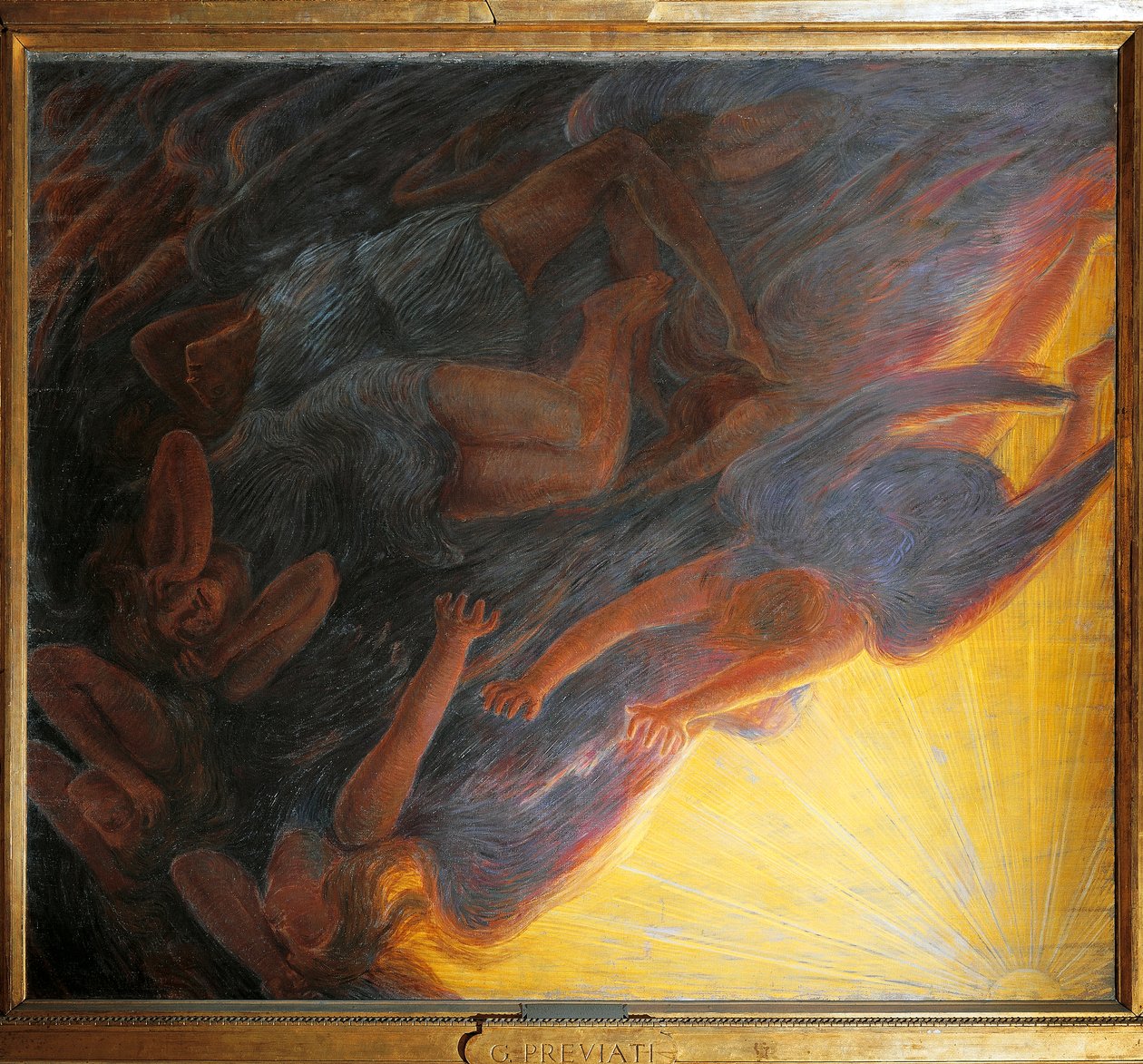 Caída de los ángeles, panel central del tríptico de Gaetano Previati