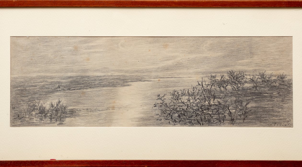La Rama del Lago de Como (lápiz sobre papel) de Gaetano Previati