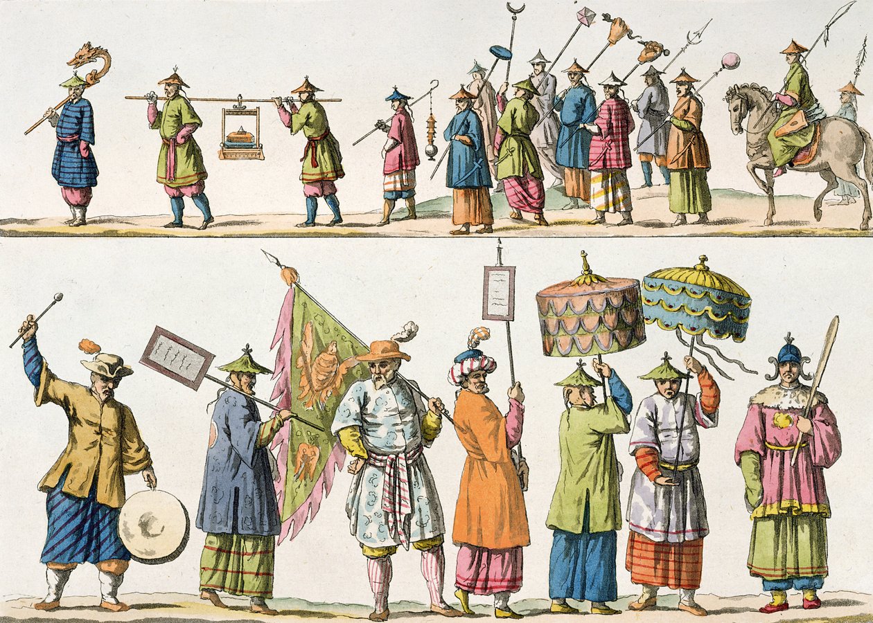 Asistentes principales de la procesión del Emperador Chino, ilustración de 