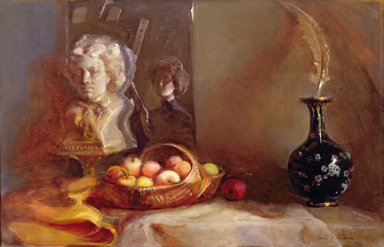Naturaleza muerta con manzanas y busto de Beethoven de Gail Schulman