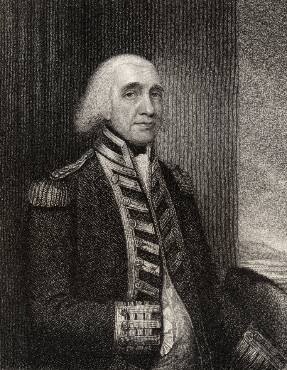 Almirante Richard Howe, grabado por W.T. Fry, de 