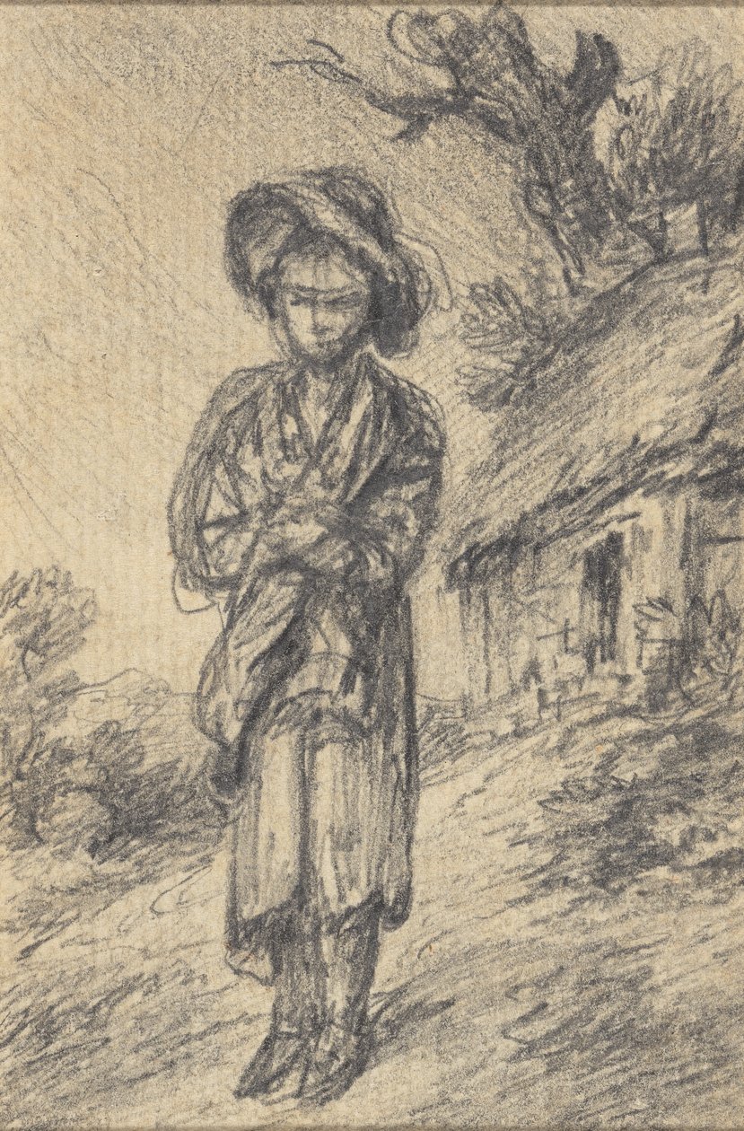 Niño junto a una cabaña de Gainsborough Dupont