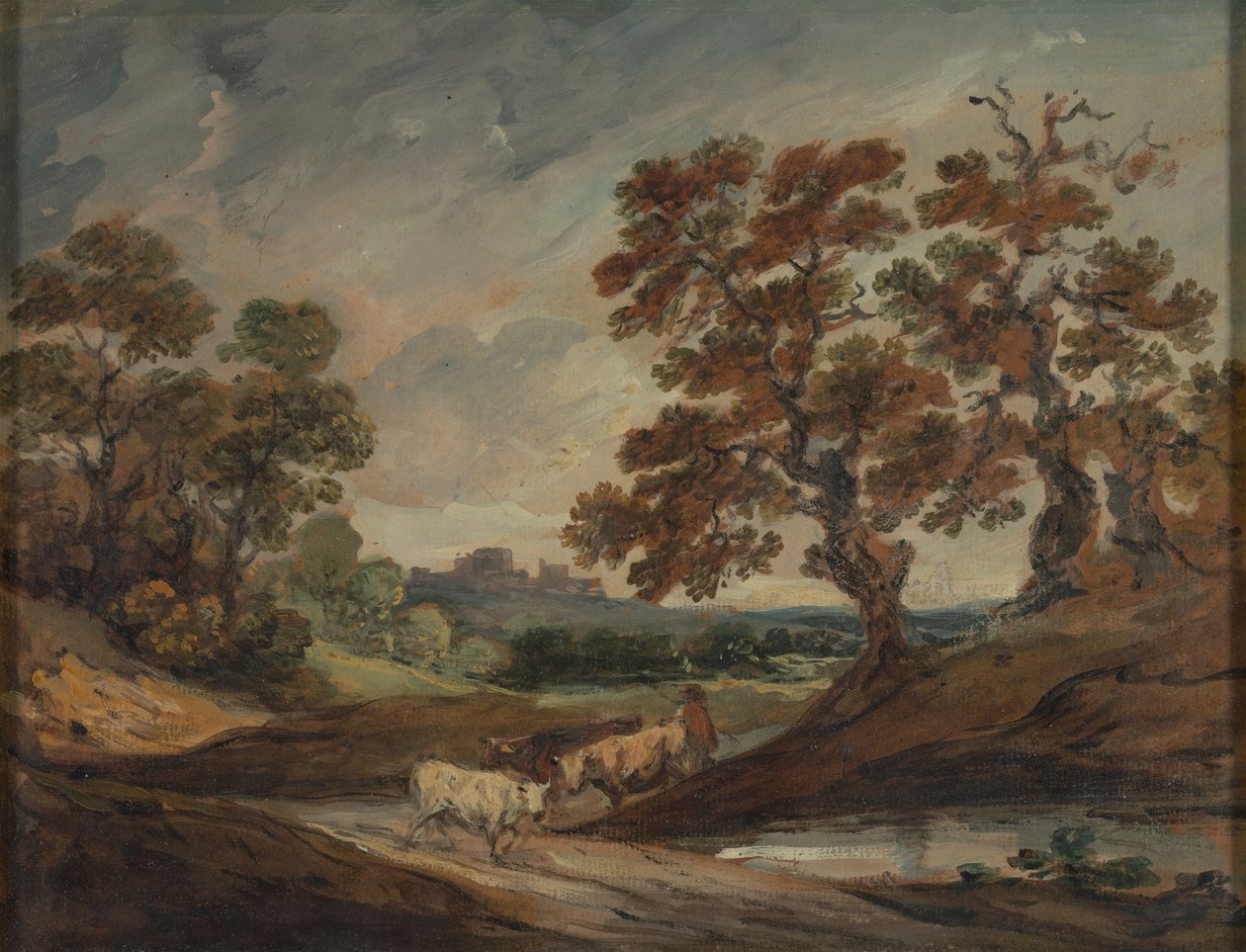 Paisaje: tres vacas en el centro del primer plano de Gainsborough Dupont