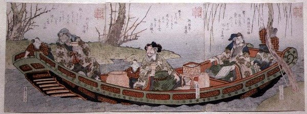 Tríptico del grupo Sendai: Tres héroes del reino de Shu, c.1818-30 de Gakutei Harunobu