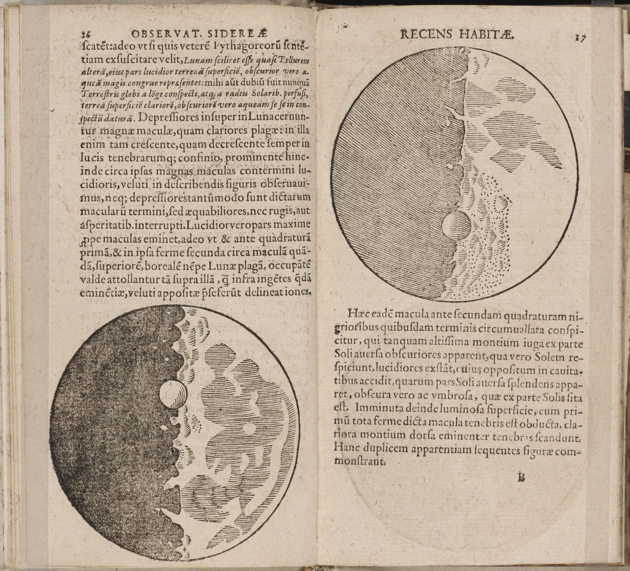 Hoja del libro Sidereus Nuncius Mensajero Sideral de Galileo Galilei, 1610 de Galileo Galilei