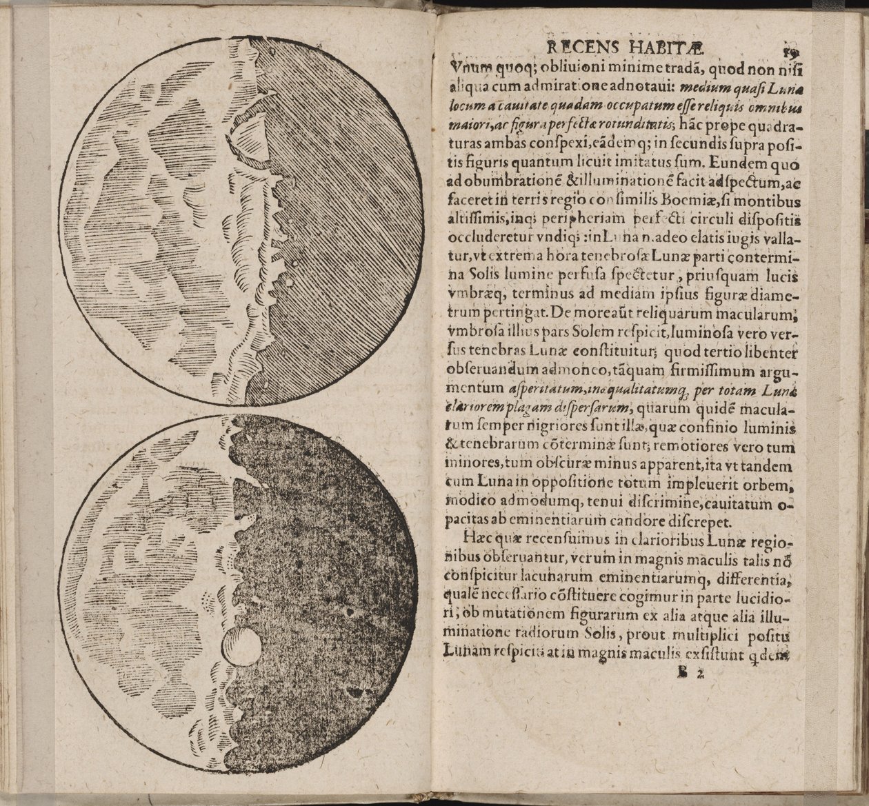Hoja del libro Sidereus Nuncius Mensajero sideral de Galileo Galilei, 1610 de Galileo Galilei