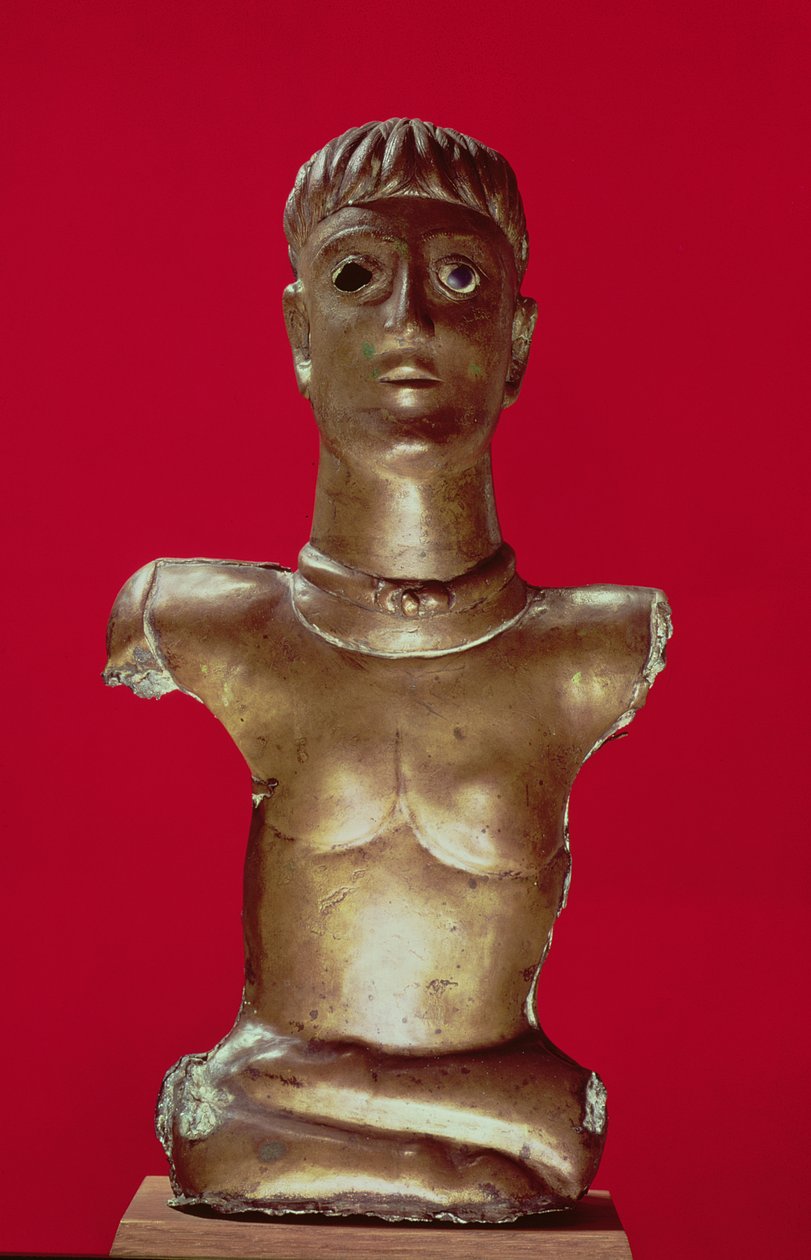 Figura de un dios con un torque sentado con las piernas cruzadas, de Bournay (Essonne) de Gallo Roman