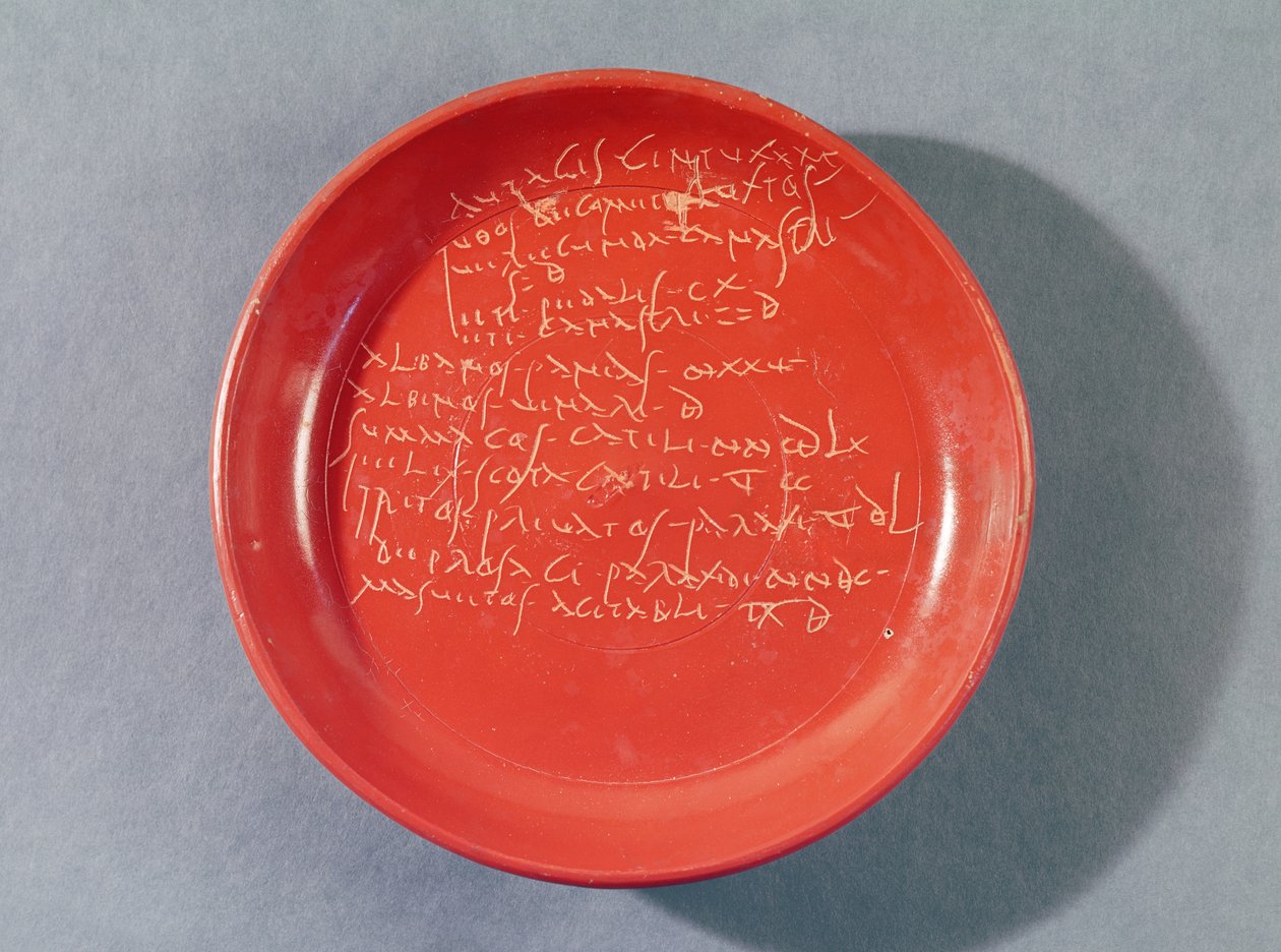 Plato con texto celta, siglo I-II (cerámica) de Gallo-Roman