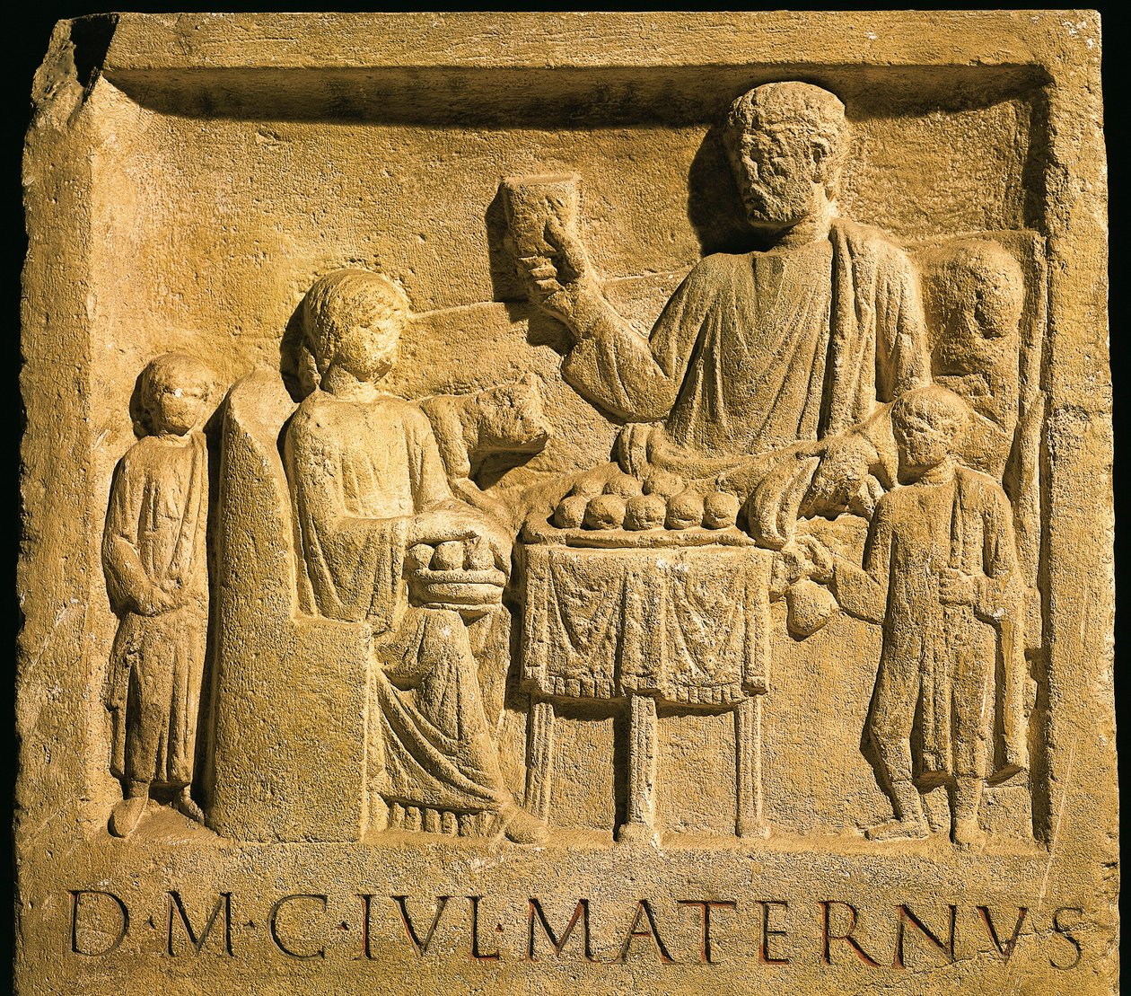 Relieve que representa un banquete, civilización romana de Gallo Roman